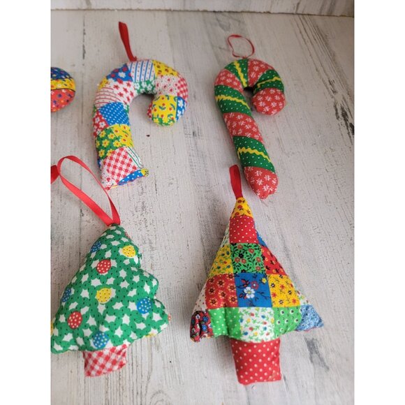 Candy cane plush Patchwork ornament Xmas set - Picture 3 of 4